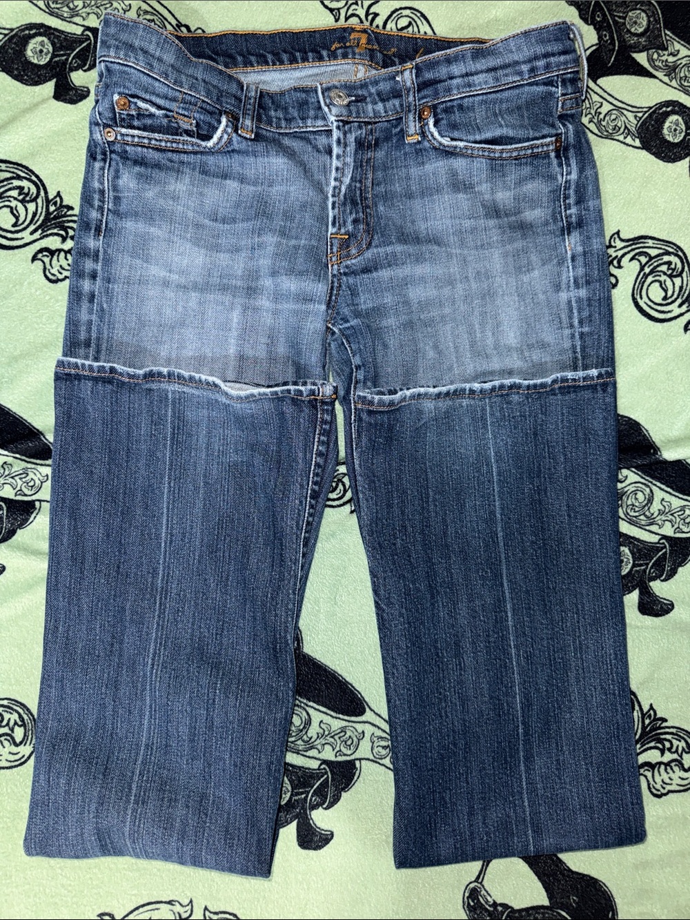 7 For All Mankind Women's Medium Blue Bootcut Jeans - Picture 5 of 10